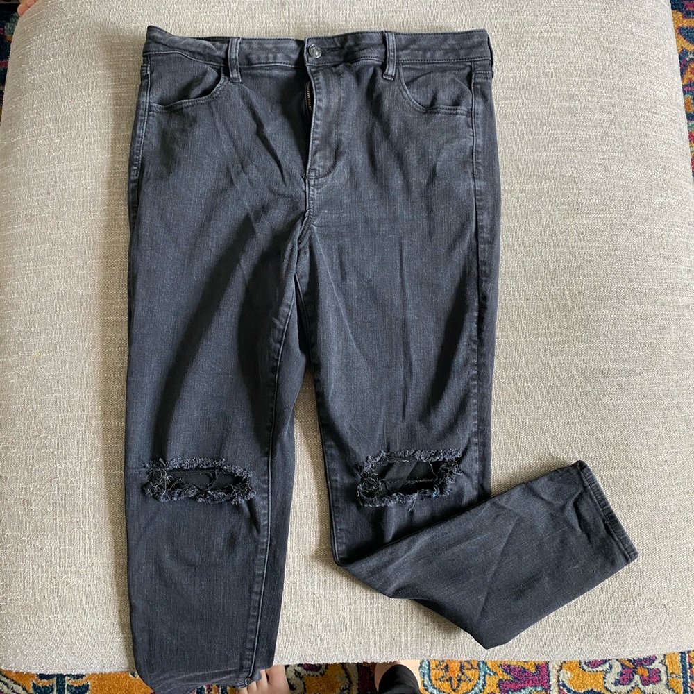 AE Ne(x)t Level Stretch Distressed Black Jean